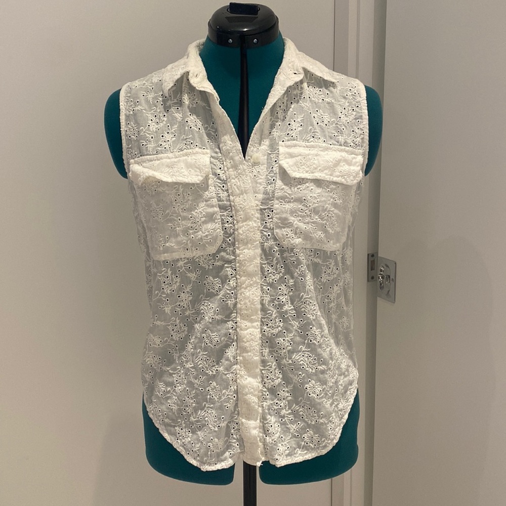 Rag & Bone "April" shirt with eyelet embroidery, white, small
